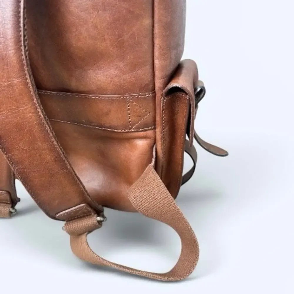 Velez Genuine Leather Archaeology Backpack Satchel Brown Multi-Pocket Laptop Bag